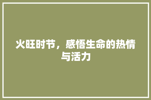 火旺时节，感悟生命的热情与活力