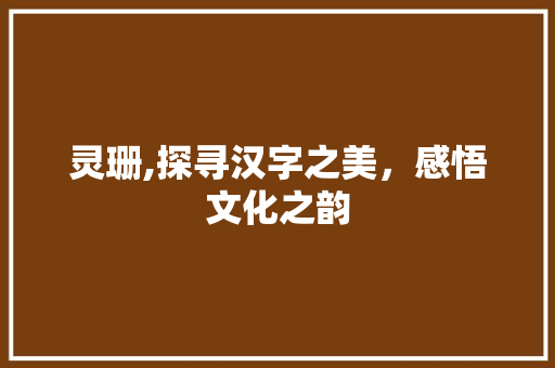 灵珊,探寻汉字之美，感悟文化之韵