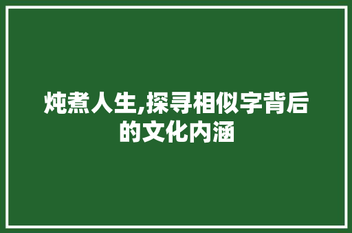 炖煮人生,探寻相似字背后的文化内涵