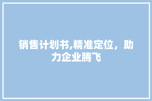 销售计划书,精准定位，助力企业腾飞