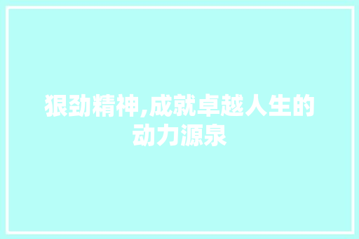 狠劲精神,成就卓越人生的动力源泉