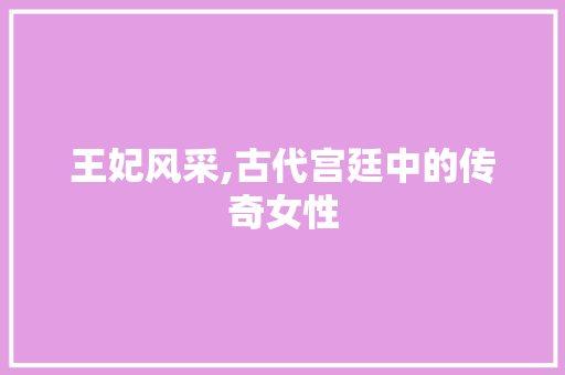 王妃风采,古代宫廷中的传奇女性