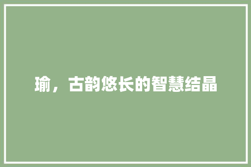 瑜，古韵悠长的智慧结晶