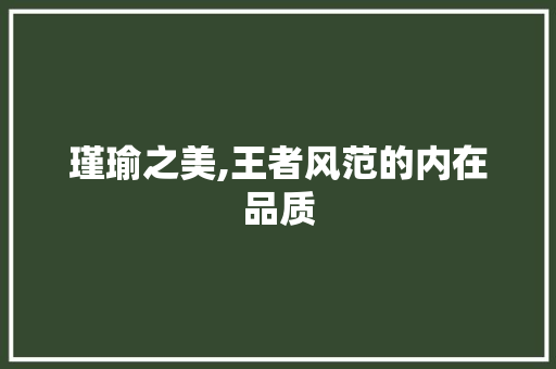 瑾瑜之美,王者风范的内在品质