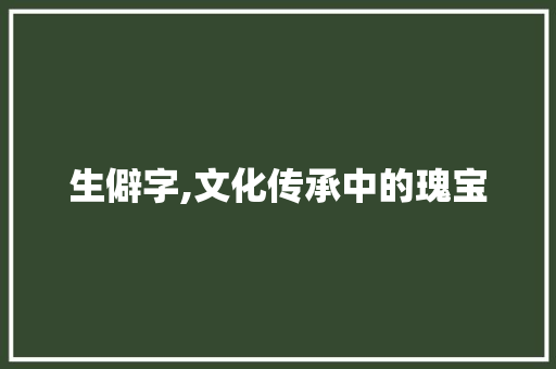 生僻字,文化传承中的瑰宝