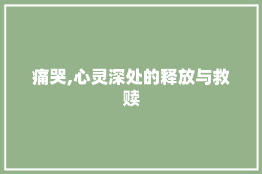 痛哭,心灵深处的释放与救赎