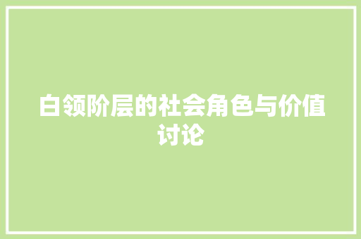 白领阶层的社会角色与价值讨论