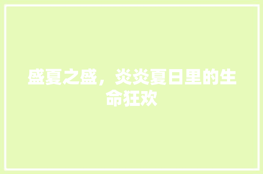 盛夏之盛，炎炎夏日里的生命狂欢