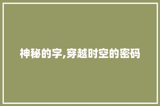 神秘的字,穿越时空的密码