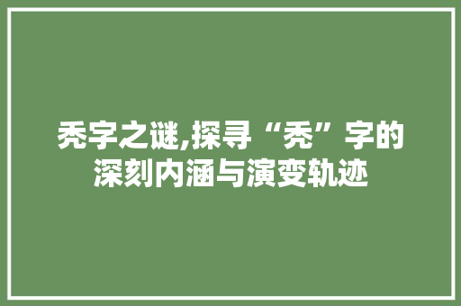 秃字之谜,探寻“秃”字的深刻内涵与演变轨迹