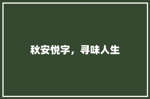 秋安悦字，寻味人生