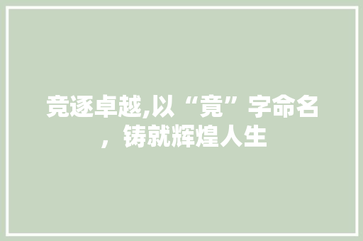竞逐卓越,以“竟”字命名，铸就辉煌人生
