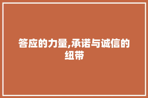 答应的力量,承诺与诚信的纽带