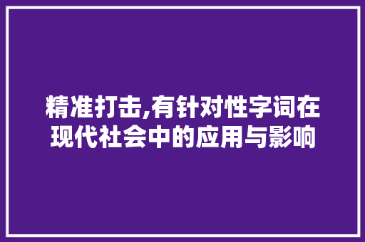 精准打击,有针对性字词在现代社会中的应用与影响