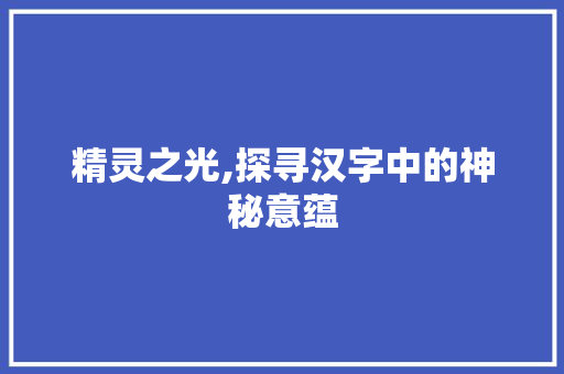 精灵之光,探寻汉字中的神秘意蕴