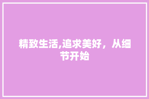 精致生活,追求美好，从细节开始