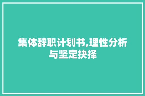 集体辞职计划书,理性分析与坚定抉择