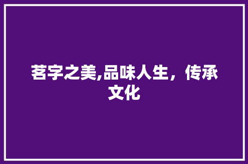 茗字之美,品味人生，传承文化