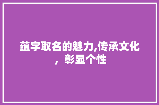 蕴字取名的魅力,传承文化，彰显个性