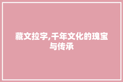 藏文拉字,千年文化的瑰宝与传承