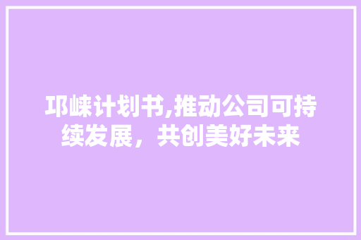 邛崃计划书,推动公司可持续发展，共创美好未来