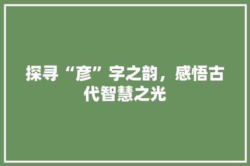 探寻“彦”字之韵，感悟古代智慧之光