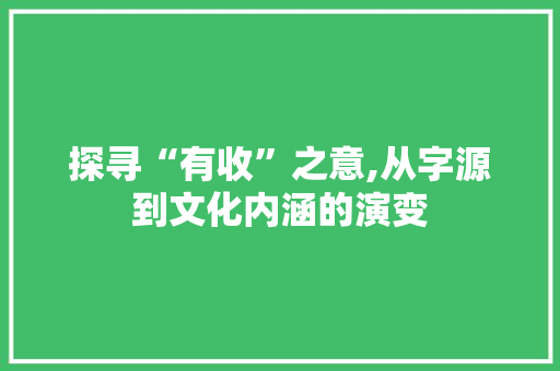 探寻“有收”之意,从字源到文化内涵的演变