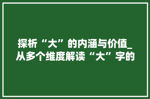 探析“大”的内涵与价值_从多个维度解读“大”字的魅力