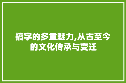搞字的多重魅力,从古至今的文化传承与变迁