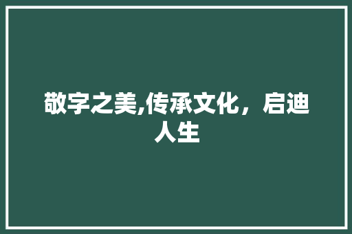 敬字之美,传承文化，启迪人生