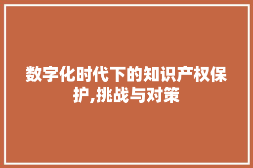 数字化时代下的知识产权保护,挑战与对策