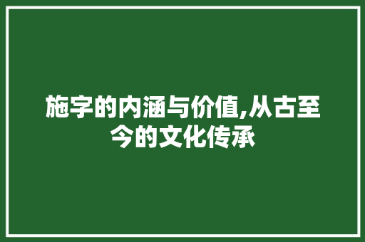 施字的内涵与价值,从古至今的文化传承