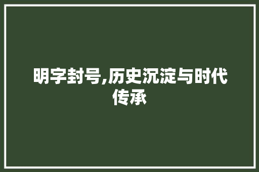 明字封号,历史沉淀与时代传承