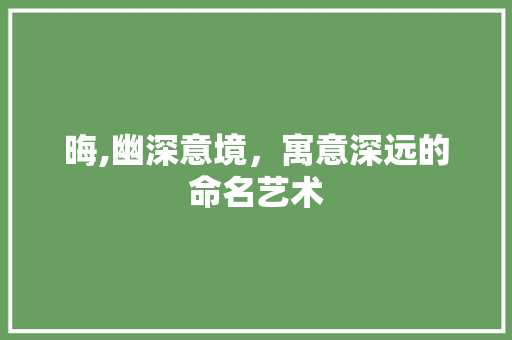 晦,幽深意境，寓意深远的命名艺术