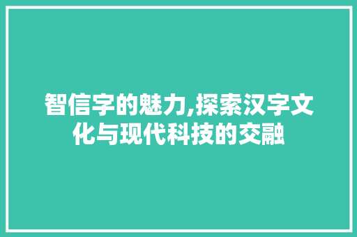 智信字的魅力,探索汉字文化与现代科技的交融 工作报告