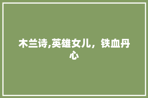 木兰诗,英雄女儿，铁血丹心