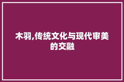 木羽,传统文化与现代审美的交融