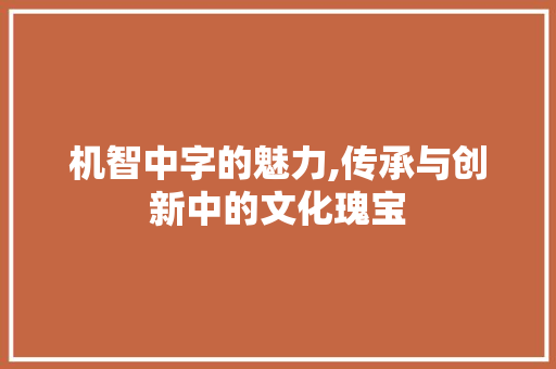 机智中字的魅力,传承与创新中的文化瑰宝