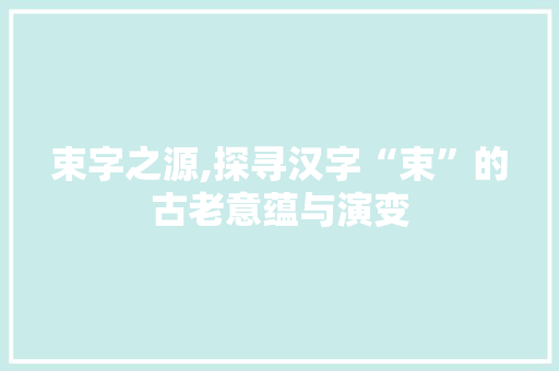 束字之源,探寻汉字“束”的古老意蕴与演变