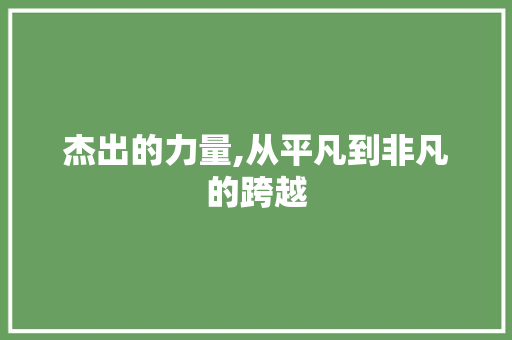 杰出的力量,从平凡到非凡的跨越