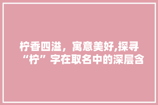 柠香四溢，寓意美好,探寻“柠”字在取名中的深层含义