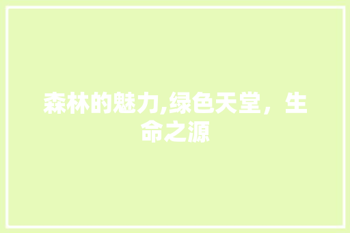 森林的魅力,绿色天堂，生命之源
