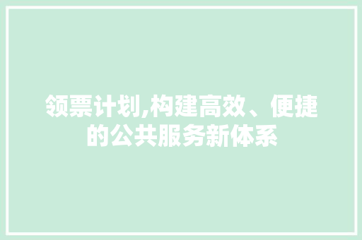 领票计划,构建高效、便捷的公共服务新体系