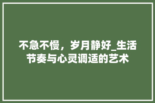 不急不慢，岁月静好_生活节奏与心灵调适的艺术