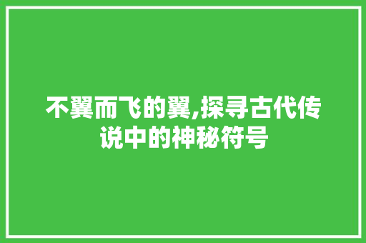 不翼而飞的翼,探寻古代传说中的神秘符号