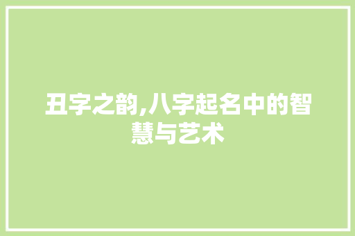 丑字之韵,八字起名中的智慧与艺术