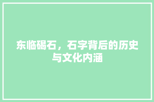 东临碣石，石字背后的历史与文化内涵