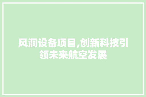 风洞设备项目,创新科技引领未来航空发展