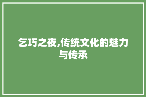 乞巧之夜,传统文化的魅力与传承