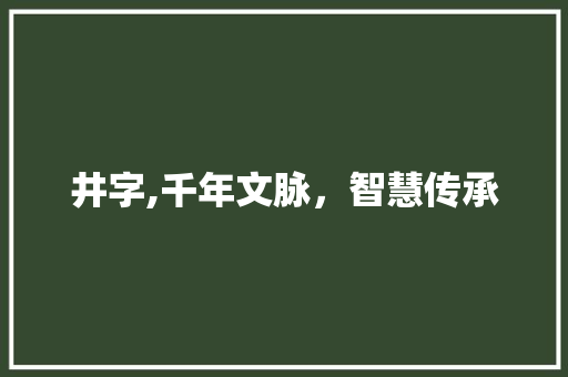 井字,千年文脉，智慧传承